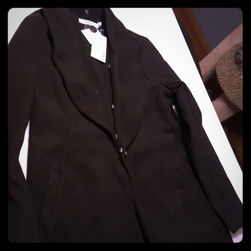 Black Faux Suede Peacoat Brand New